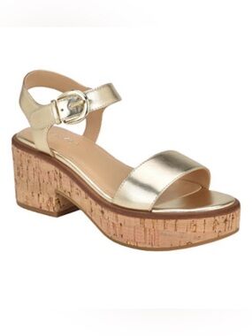 Calvin Klein Isleen Gold Metallic Cork Dress Sandals 8 NEW
